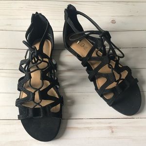 Black lace up sandals